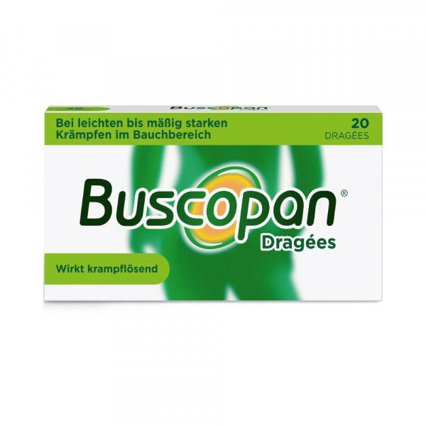 BUSCOPAN Dragees mit Butylscopolamin bei leichten bis mäßig starken Bauchschmerzen und Bauchkrämpfen