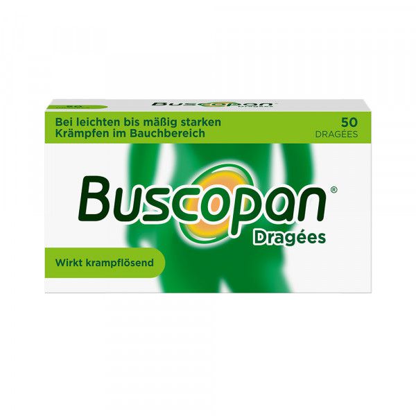 BUSCOPAN Dragees mit Butylscopolamin bei leichten bis mäßig starken Bauchschmerzen und Bauchkrämpfen