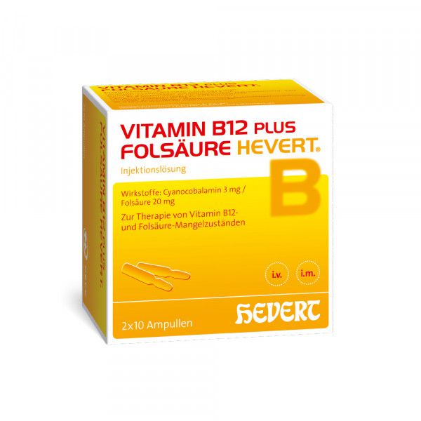 VITAMIN B12 PLUS Folsäure Hevert a 2 ml Ampullen ✔️ günstig online kaufen