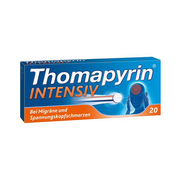 THOMAPYRIN INTENSIV Tabletten bei Migräne &amp; Kopfschmerzen mit ASS, Paracetamol und Coffein
