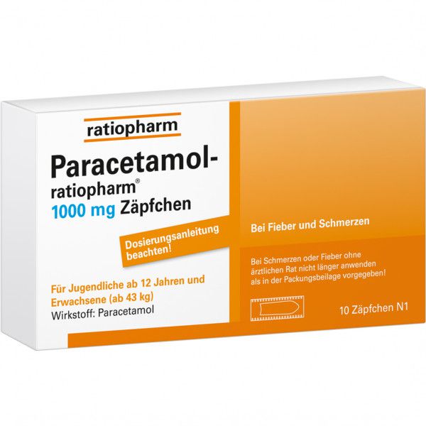PARACETAMOL-ratiopharm 1.000 mg Zäpfchen