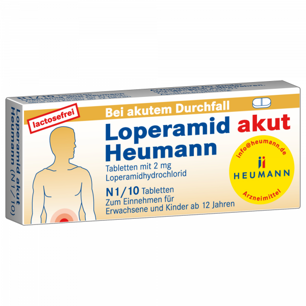 LOPERAMID akut Heumann Tabletten bei akutem Durchfall lactosefrei
