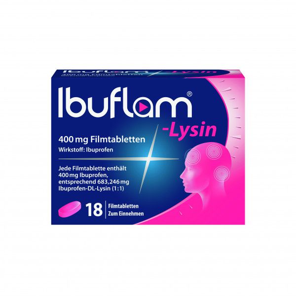 IBUFLAM-Lysin 400 mg Filmtabletten mit Ibuprofen-Lysin, wirkt schnell bei leichten bis mäßig starken Schmerzen