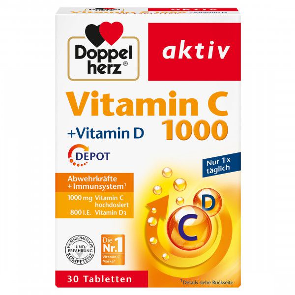 DOPPELHERZ Vitamin C 1000+Vitamin D Depot aktiv