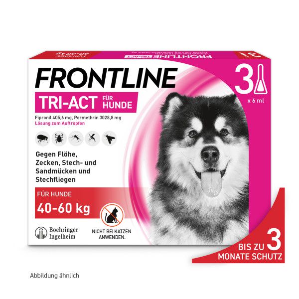 FRONTLINE TRI-ACT gegen Zecken, Flöhe und fliegende Insekten für Hunde XL