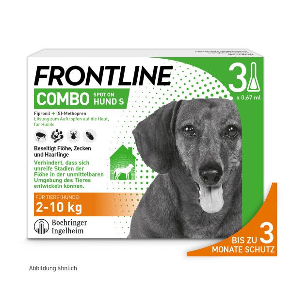 FRONTLINE COMBO® gegen Zecken, Flöhe (Flöhe, Eier, Larven, Puppen) bei Hunden S (5-10Kg)