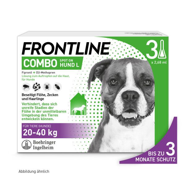 FRONTLINE COMBO gegen Zecken, Flöhe (Flöhe, Eier, Larven, Puppen) für Hunde L