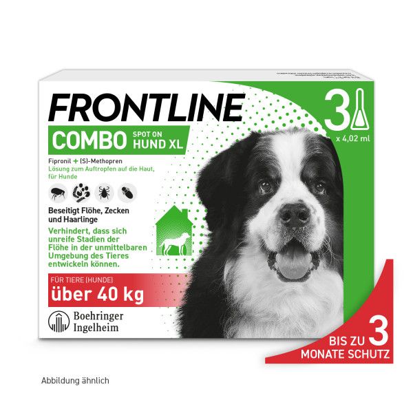FRONTLINE COMBO® gegen Zecken, Flöhe (Flöhe, Eier, Larven, Puppen) bei Hunden XL (40-60Kg)