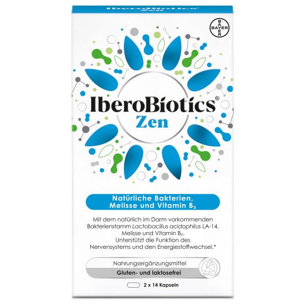 IberoBiotics® Zen - die natürliche Dreierkombination aus körpereigenen Bakterien, Melisse und Vitamin B2