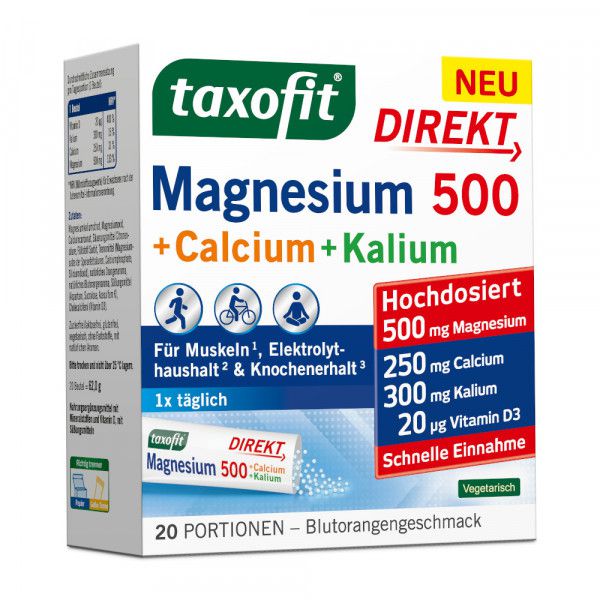 TAXOFIT Magnesium 500+Calcium+Kalium Direkt Gran.