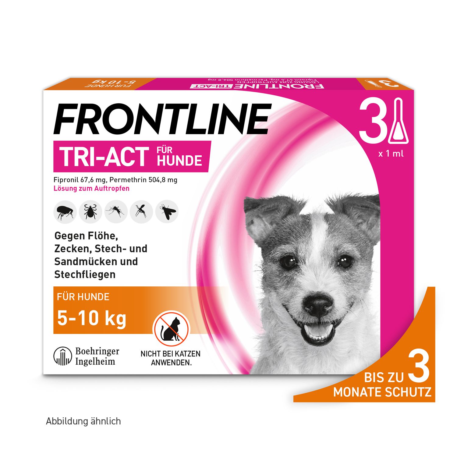 FRONTLINE TRI-ACT gegen Zecken, Flöhe und fliegende Insekten für Hunde S (5-10 kg)